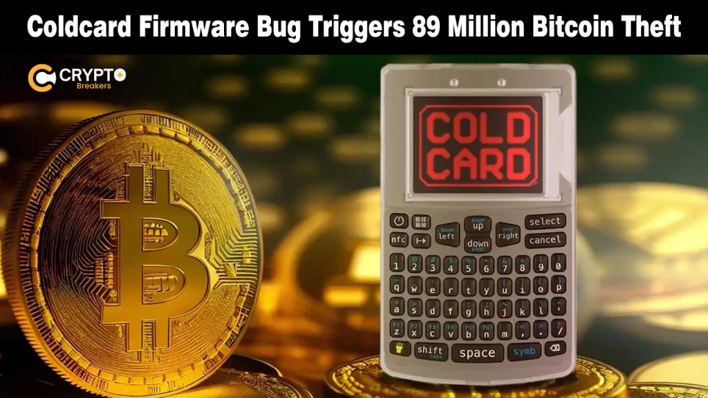 Bitcoin Cold-Wallet Attack Spreads to 4,500+ Addresses as Losses Near $89 Million Coldcard hardware wallet with a glowing red display next to a large physical gold Bitcoin coin.